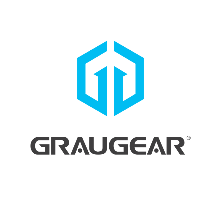Logo von Graugear mit stilisiertem blauen "G" und schwarzem Schriftzug.